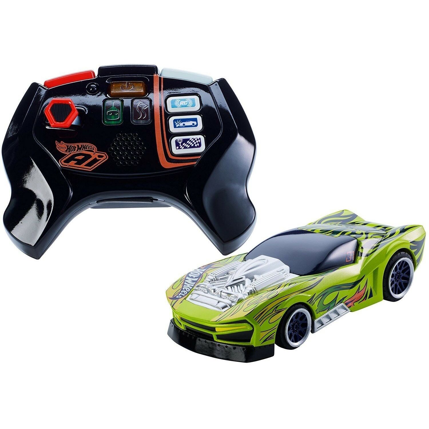 Masina Hot Wheels verde cu telecomanda, sistem inteligent de curse fotografia produsului View 2 L