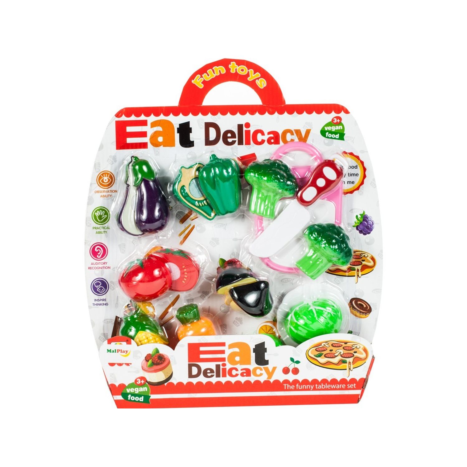 Set de bucatarie MalPlay Legume din plastic cu scai tocator si cutit de bucatarie fotografia produsului