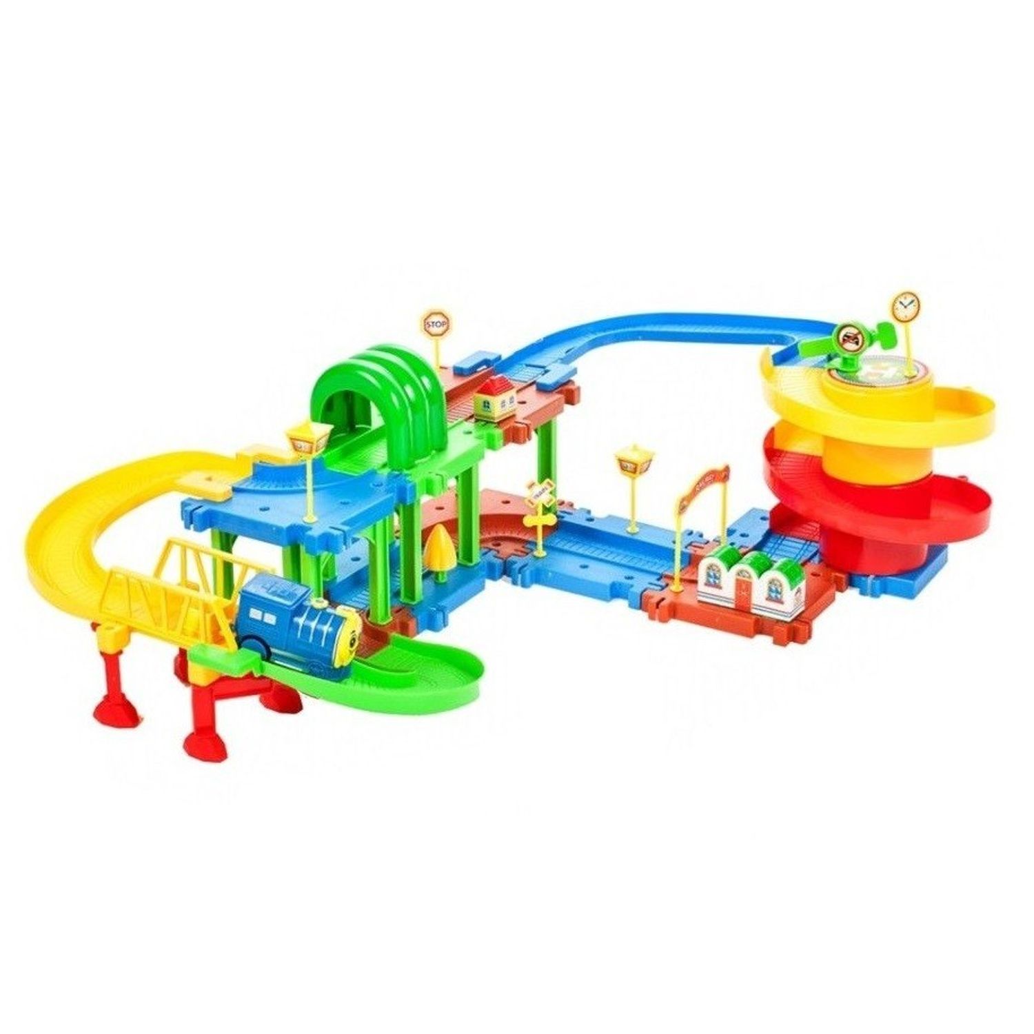 Set de constructie MalPlay Locomotiva cu traseu de construit 41 de piese colorate fotografia produsului
