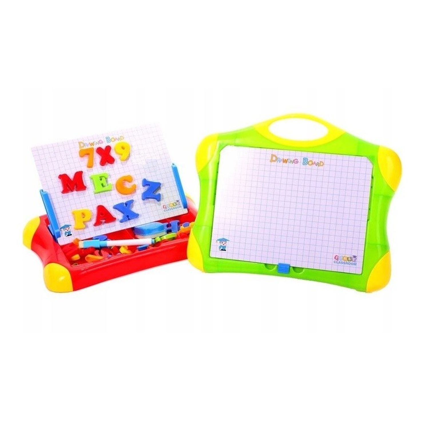 Tabla magnetica MalPlay 2in1 de scris cu cifre, litere, simboluri, marker si burete fotografia produsului