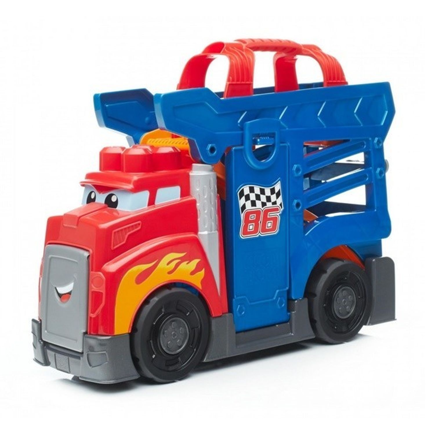 Set de constructie Mega Bloks Camion ce poate fi transformat intr-un circuit de curse 10 piese fotografia produsului