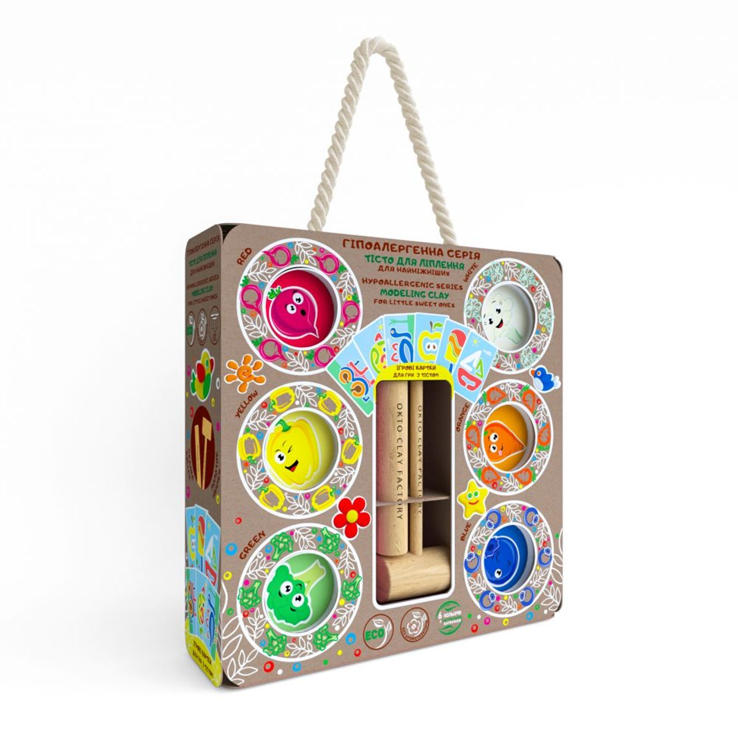 Set plastilina Lovin'Do, 100% ECO, 6 culori, 600g si unelte din lemn fotografia produsului