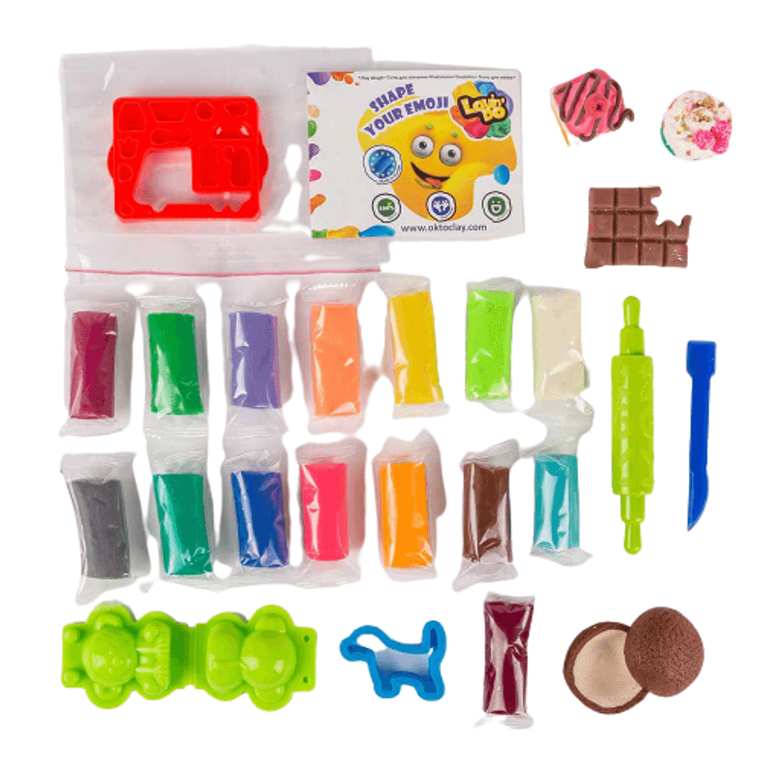 Set plastilina 100% ECO, Lovin'Do - 15 culori, 375gr si accesorii de modelaj - Model 1 fotografia produsului View 3 L
