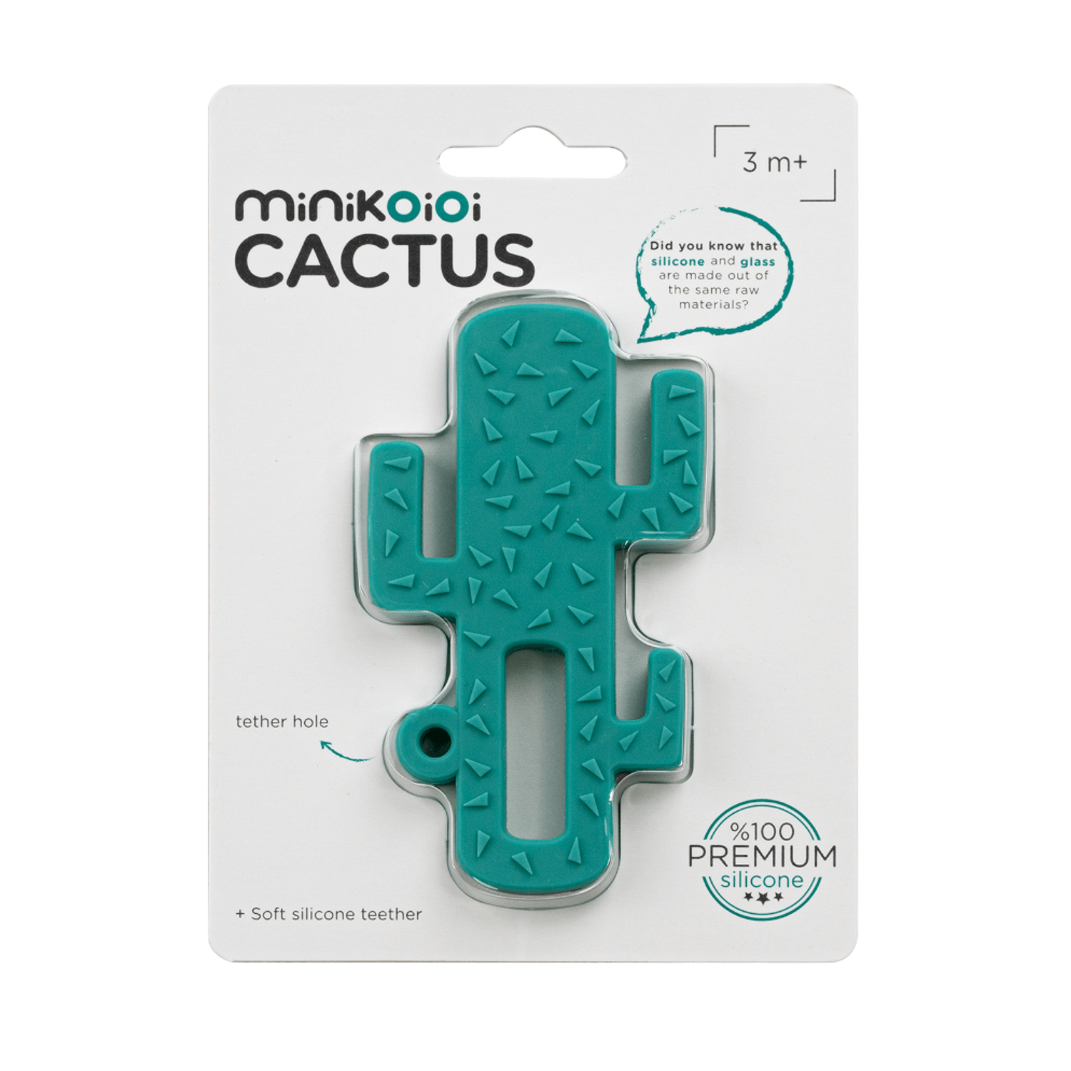 Inel gingival Minikoioi, 100% Premium Silicone, Cactus  &ndash; Aqua Green fotografia produsului View 2 L