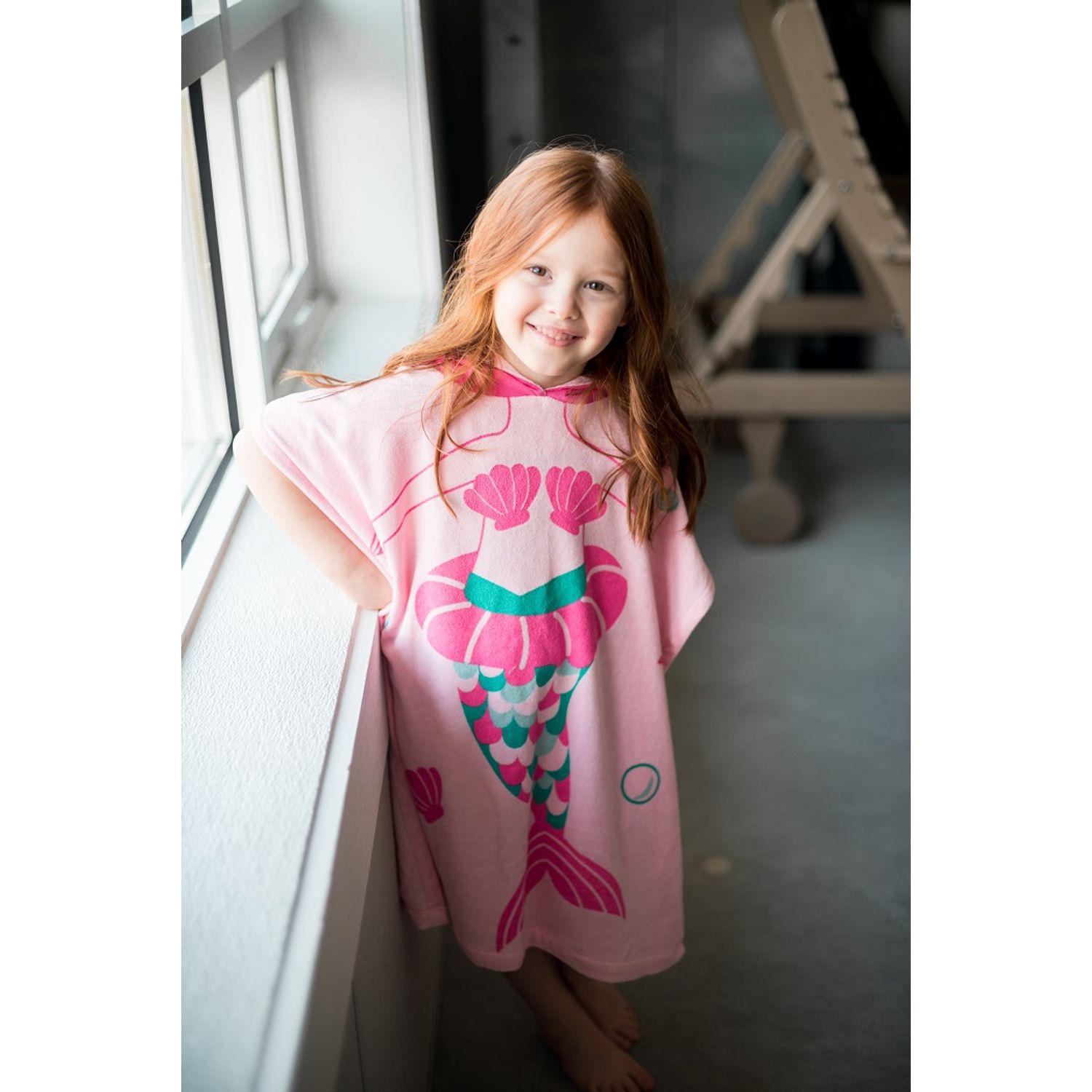 Prosop de baie cu gluga, Poncho, Zoocchini, 64x58cm, 2-6 ani, Sirena fotografia produsului View 2 L