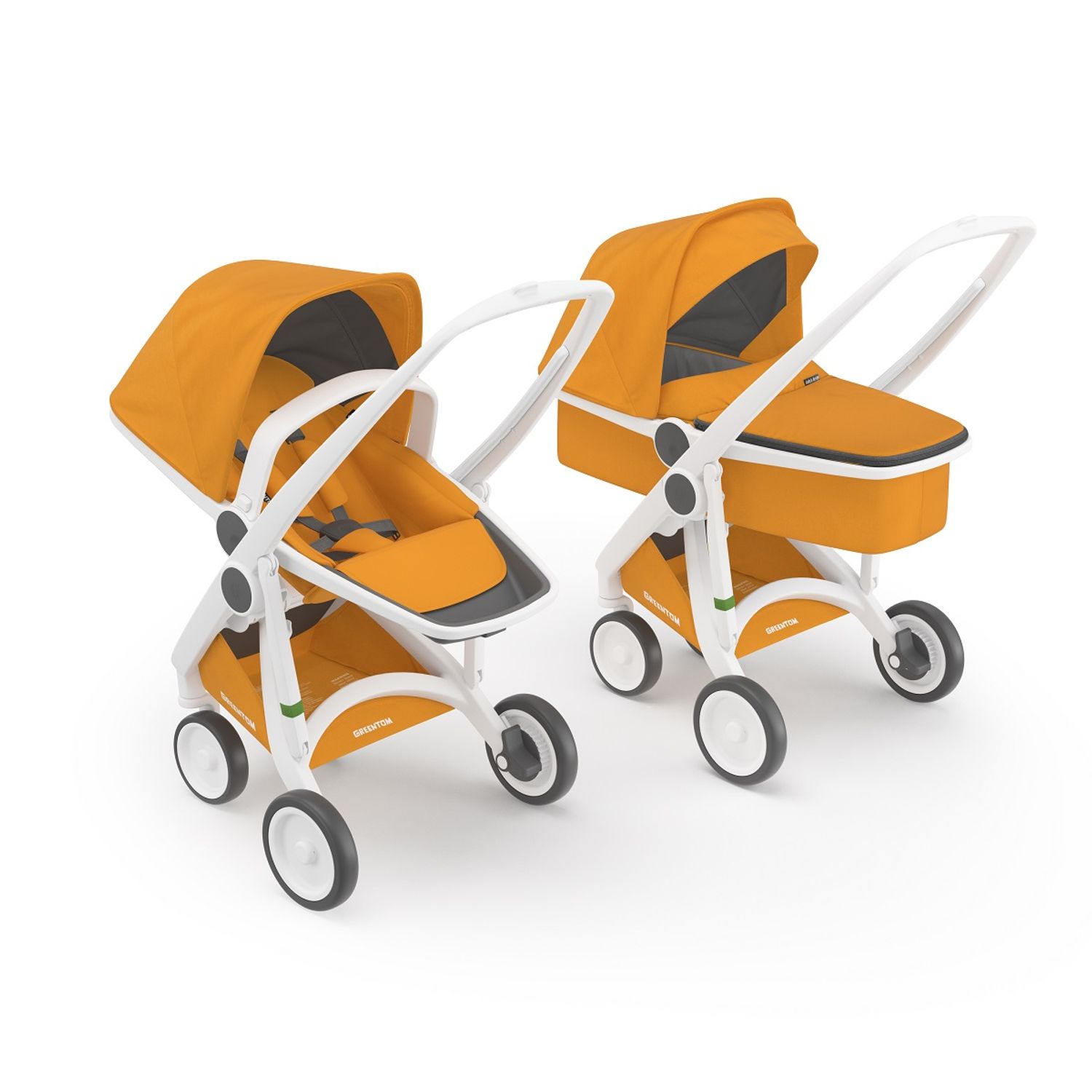 Carucior 2 In 1, Greentom, 100% Ecologic, White Sunflower fotografia produsului