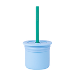 Cana cu pai si recipient gustari Minikoioi, 100% Premium Silicone, Sip+Snack – Mineral Blue/Aqua Green fotografia produsului