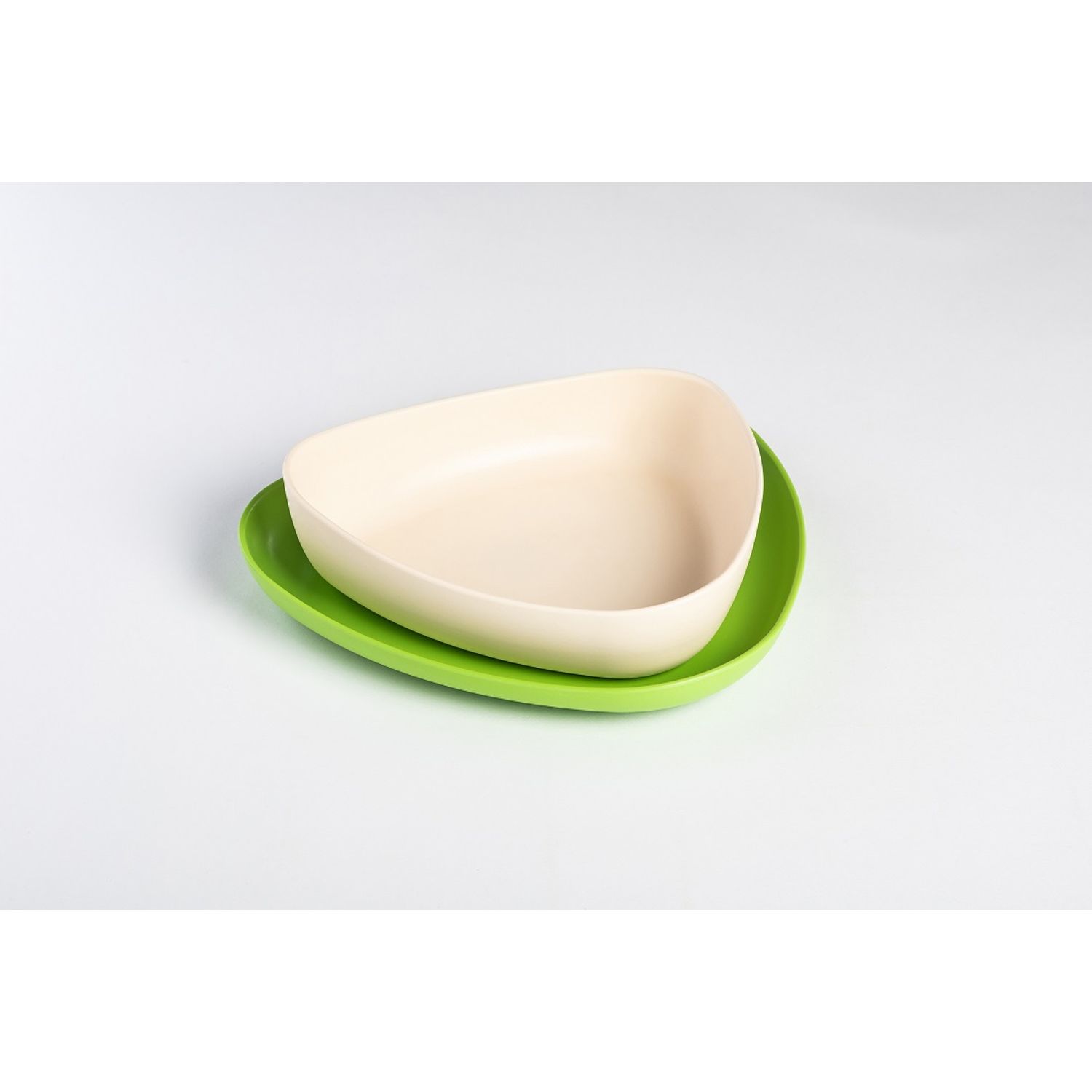 Set 2 farfurii, eKoala, BIOplastic, White/Green fotografia produsului View 3 L