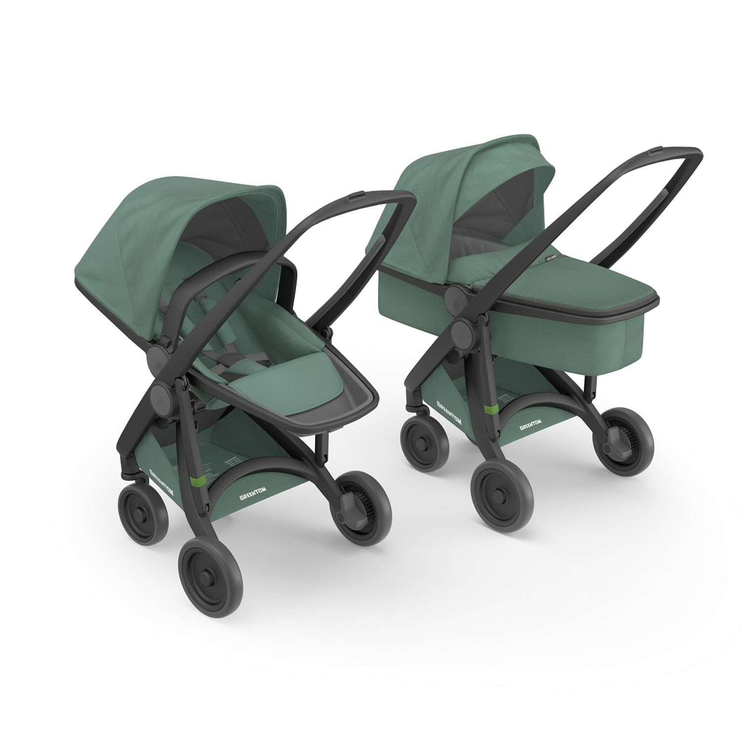 Carucior 2 In 1, Greentom, 100% Ecologic, Black Sage fotografia produsului