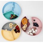 Farfurie Puzzle Minikoioi, 100% Premium Silicone – Velvet Rose / Powder Grey fotografia produsului View 3 S