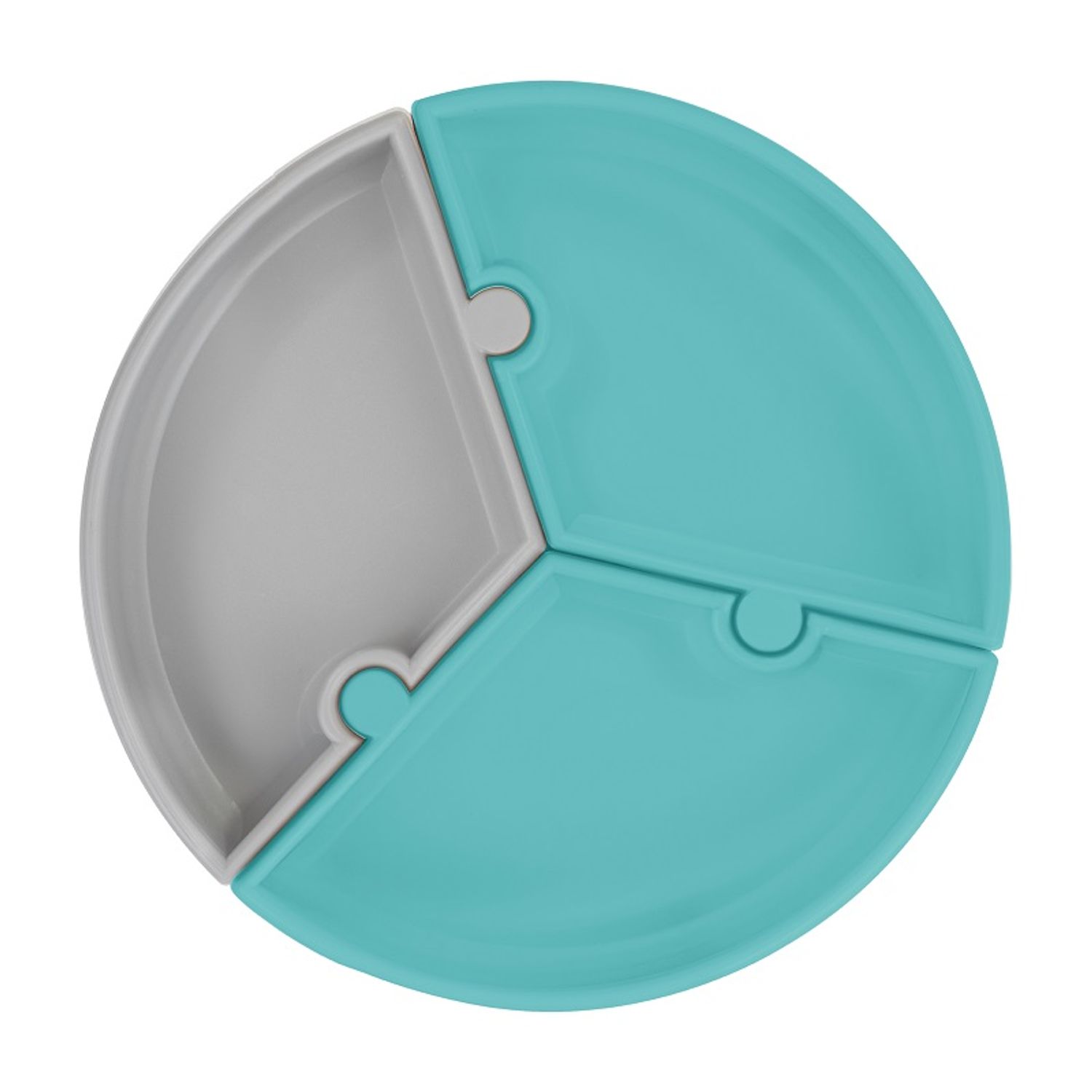 Farfurie Puzzle Minikoioi, 100% Premium Silicone – Aqua Green / Powder Grey fotografia produsului