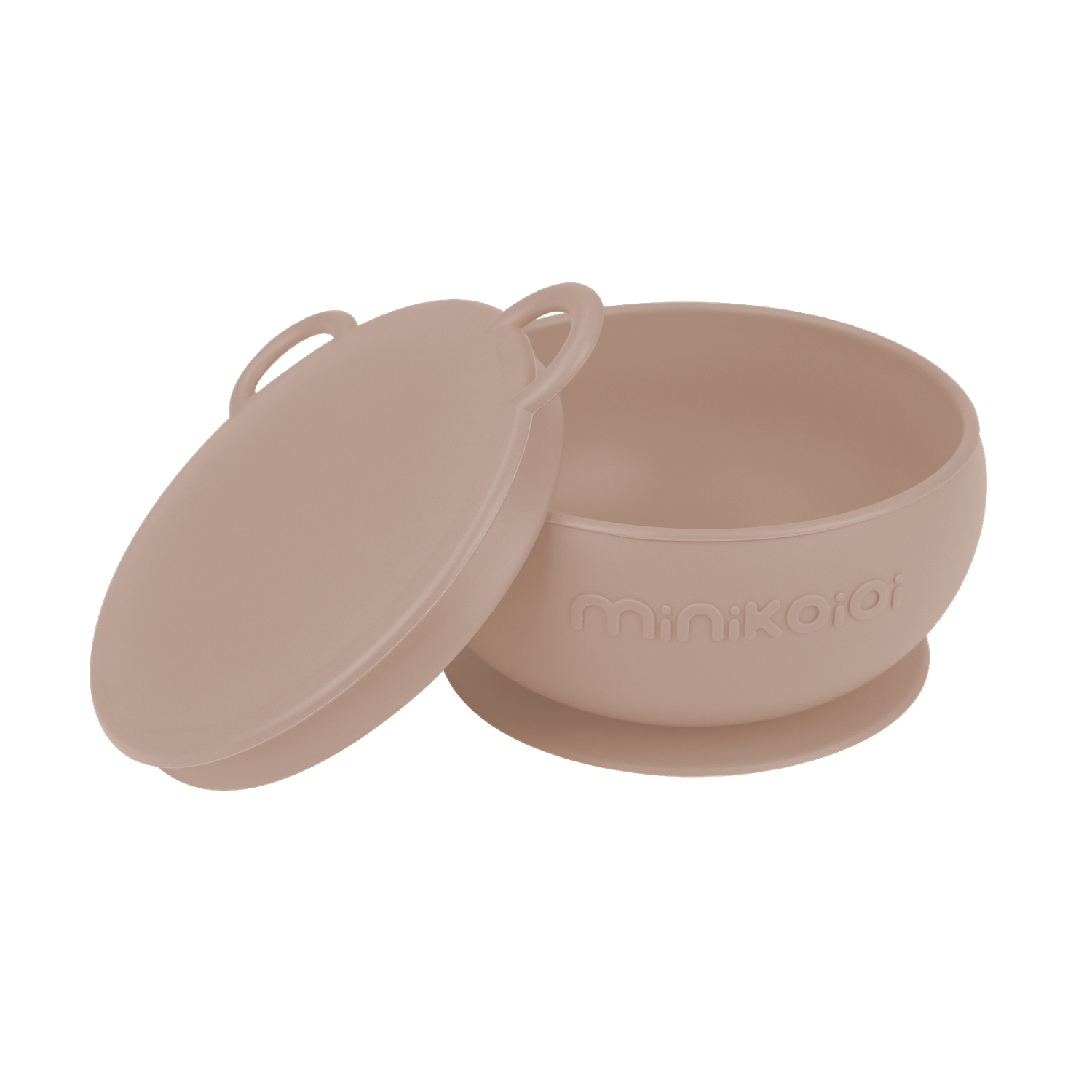 Bol Minikoioi cu Ventuza si Capac, 100% Premium Silicone &ndash; Bubble Beige fotografia produsului
