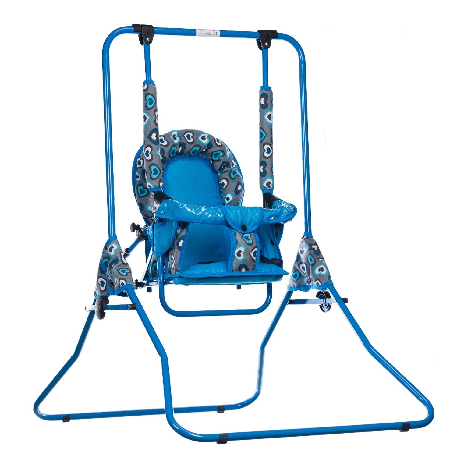 Leagan pentru copii, AppeKids, cu spatar reglabil si bara detasabila, Blue Hearts fotografia produsului View 3 L