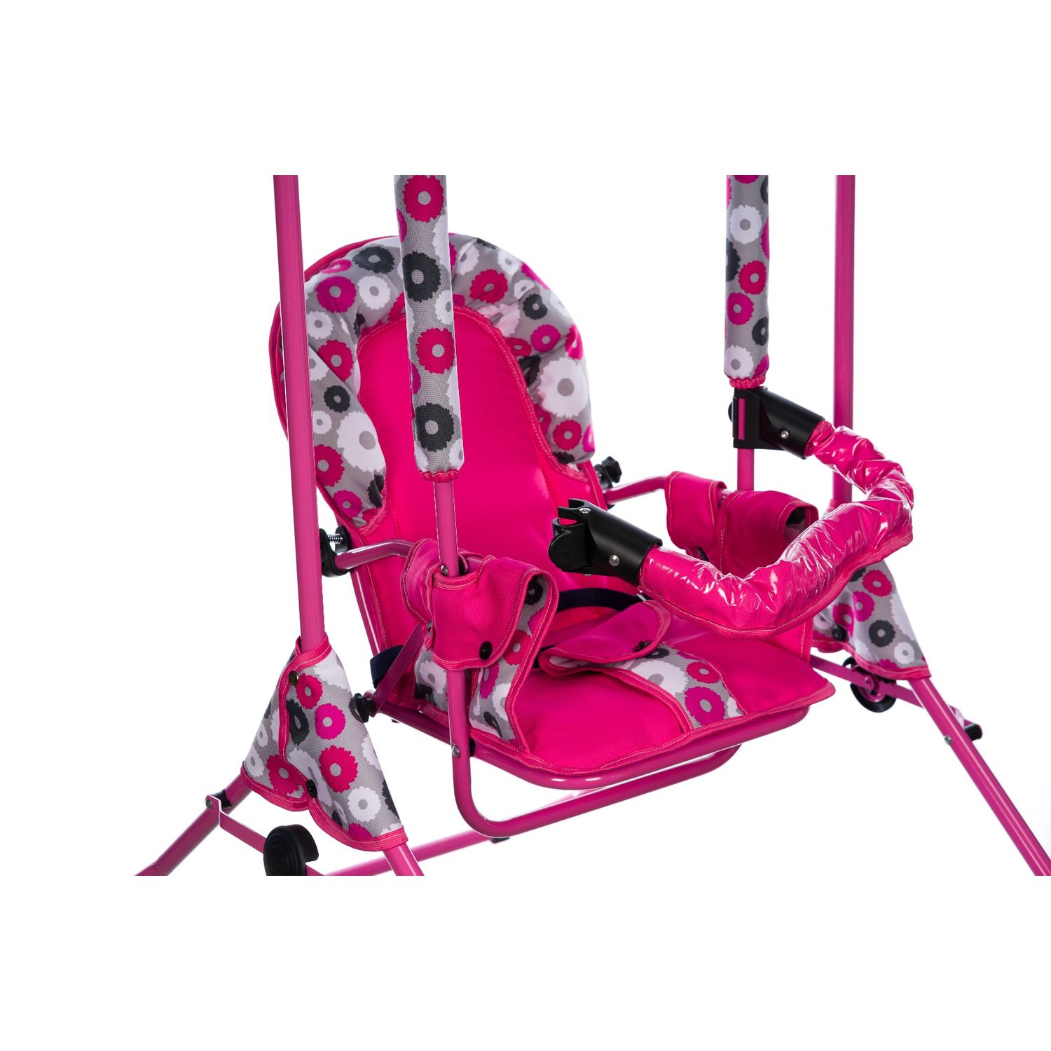 Leagan pentru copii, Top Kids, cu spatar reglabil si bara detasabila, Pink Flowers fotografia produsului View 6 L