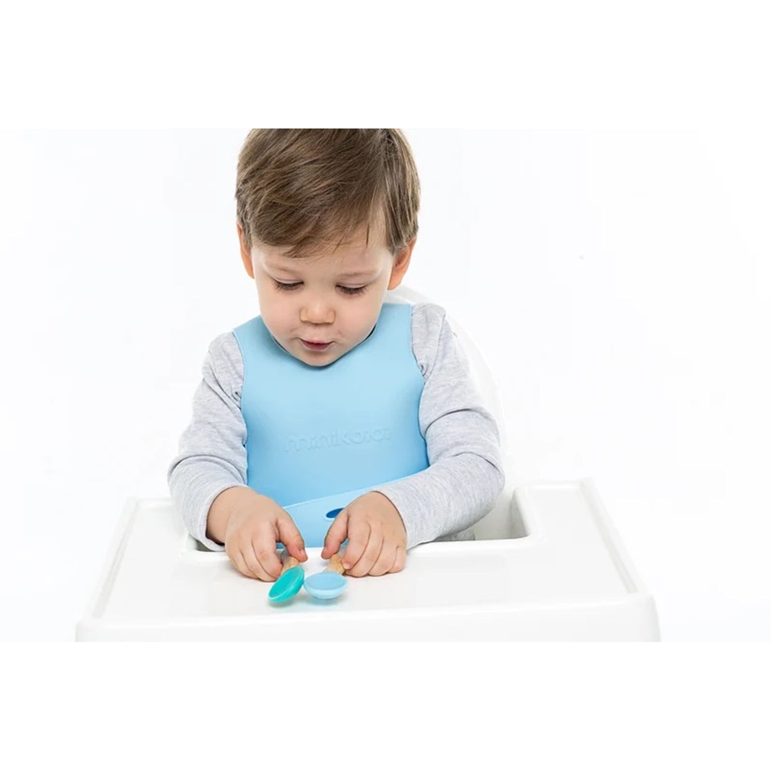 Baveta Flexi Bib Minikoioi, 100% Premium Silicone &ndash; Bubble Beige fotografia produsului View 3 L