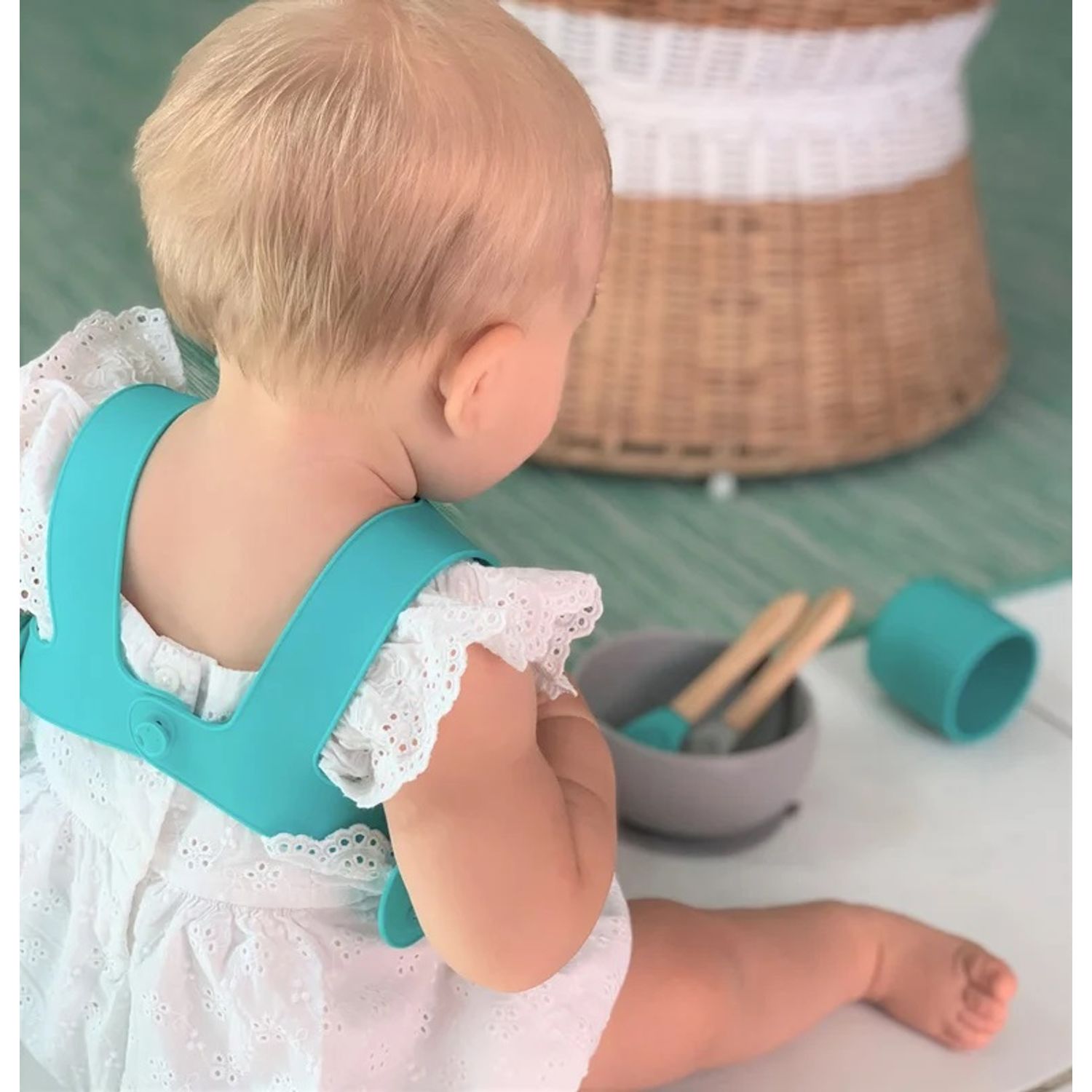 Baveta Flexi Bib Minikoioi, 100% Premium Silicone  &ndash; Aqua Green fotografia produsului View 4 L