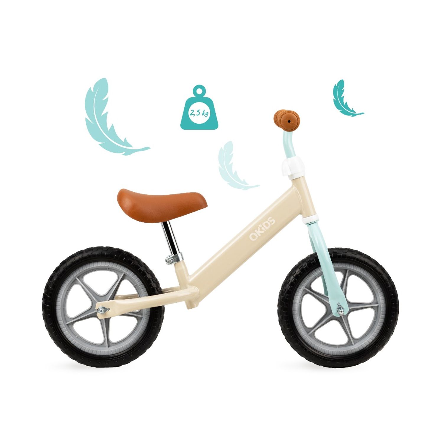 Bicicleta fara pedale Fleet, Qkids, Cappuccino fotografia produsului View 3 L