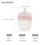 Biberon Anticolici Mombella Breast-Like, 210ml, Tetina M flux mediu, 100% Silicon, Old Roze fotografia produsului View 4 S