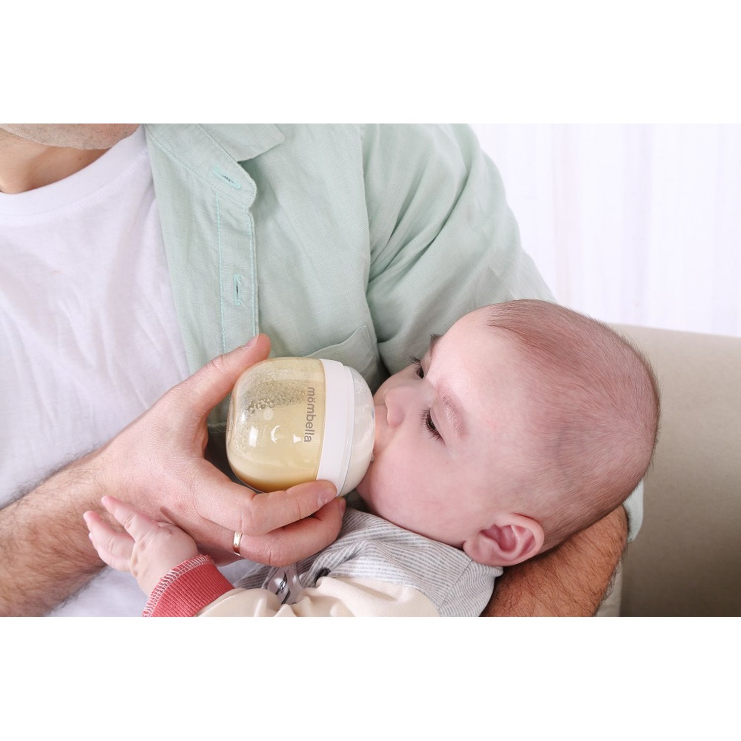 Biberon Anticolici Mombella Breast-Like, 120ml, Tetina S flux lent, PPSU, Ivory fotografia produsului View 4 L