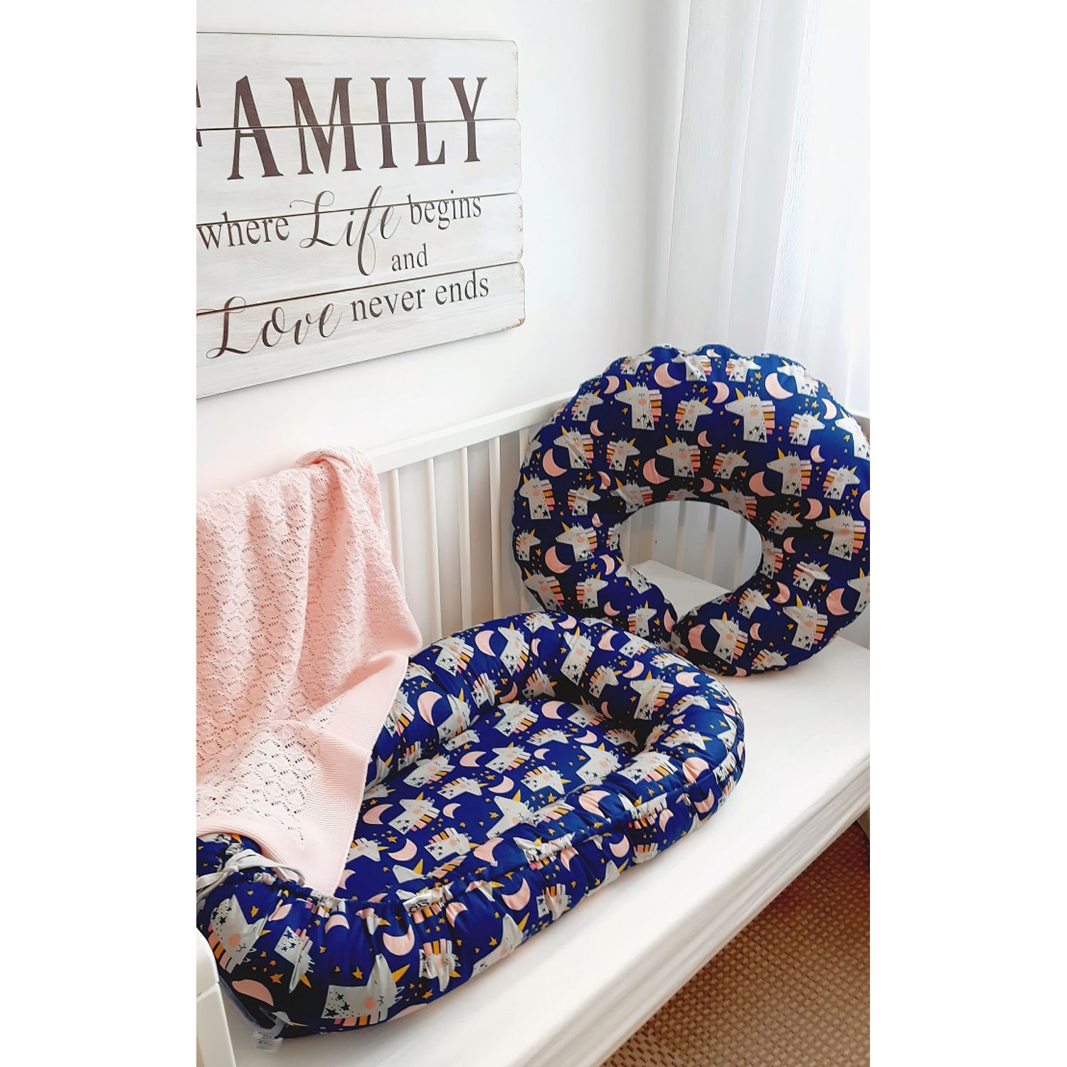 Perna pentru alaptare, 100% Bumbac, 60X60 cm, Eko - Navy fotografia produsului View 5 L