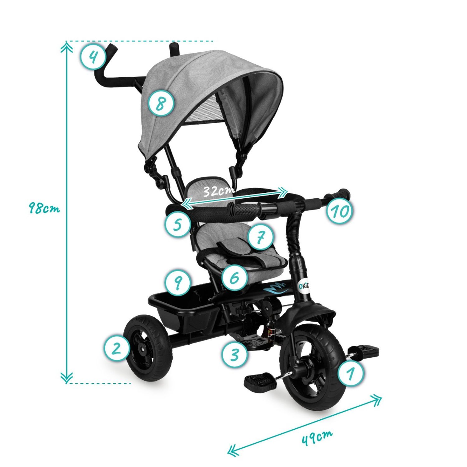 Tricicleta Momi, MILA 5 in 1, Grey fotografia produsului View 2 L