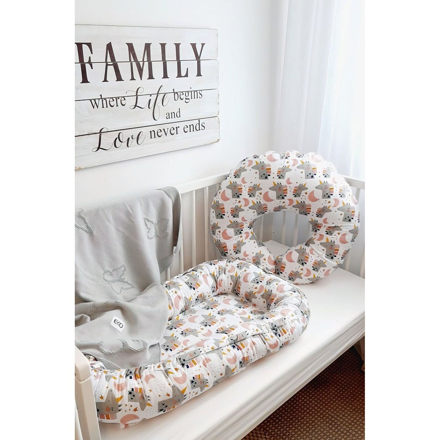 Baby nest din bumbac, Eko, Pink fotografia produsului View 2 L