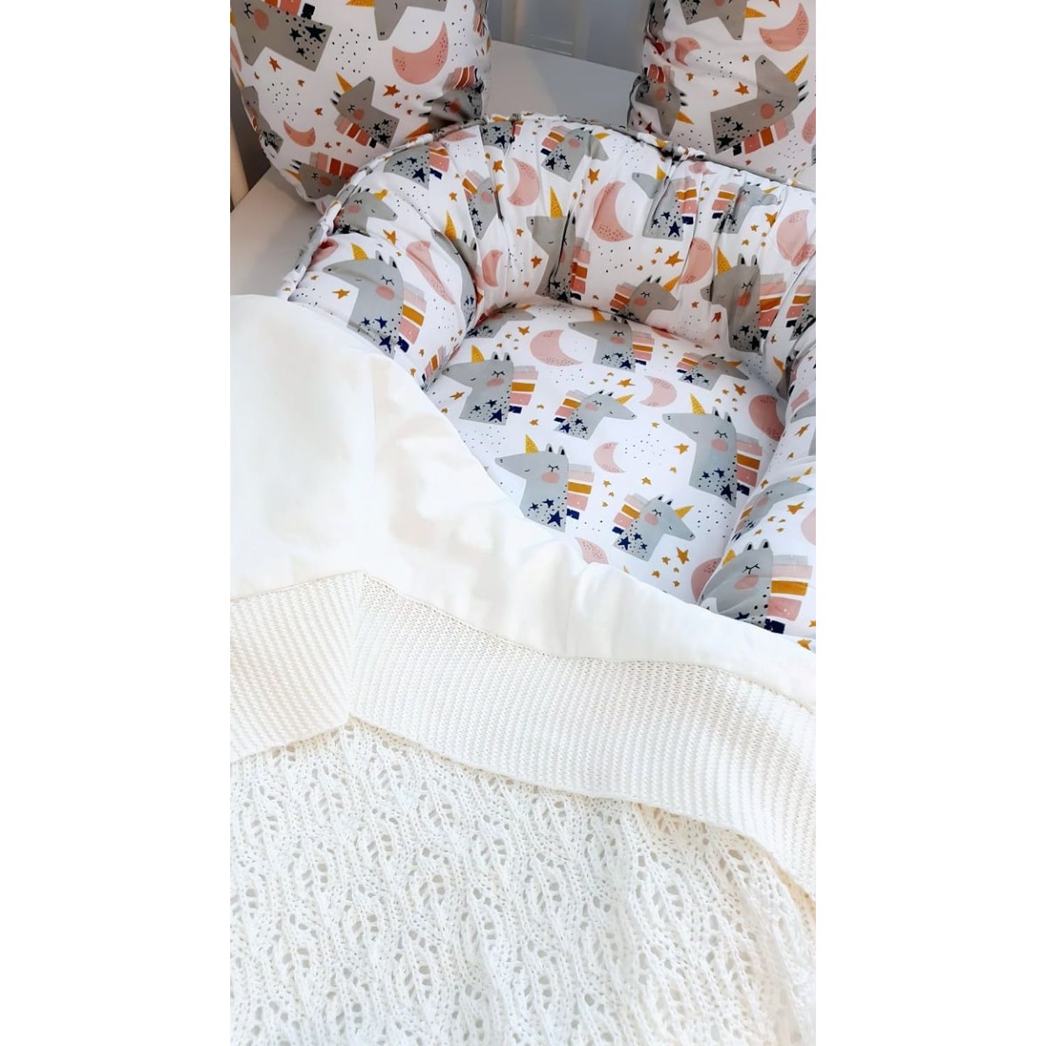 Baby nest din bumbac, Eko, Pink fotografia produsului View 3 L