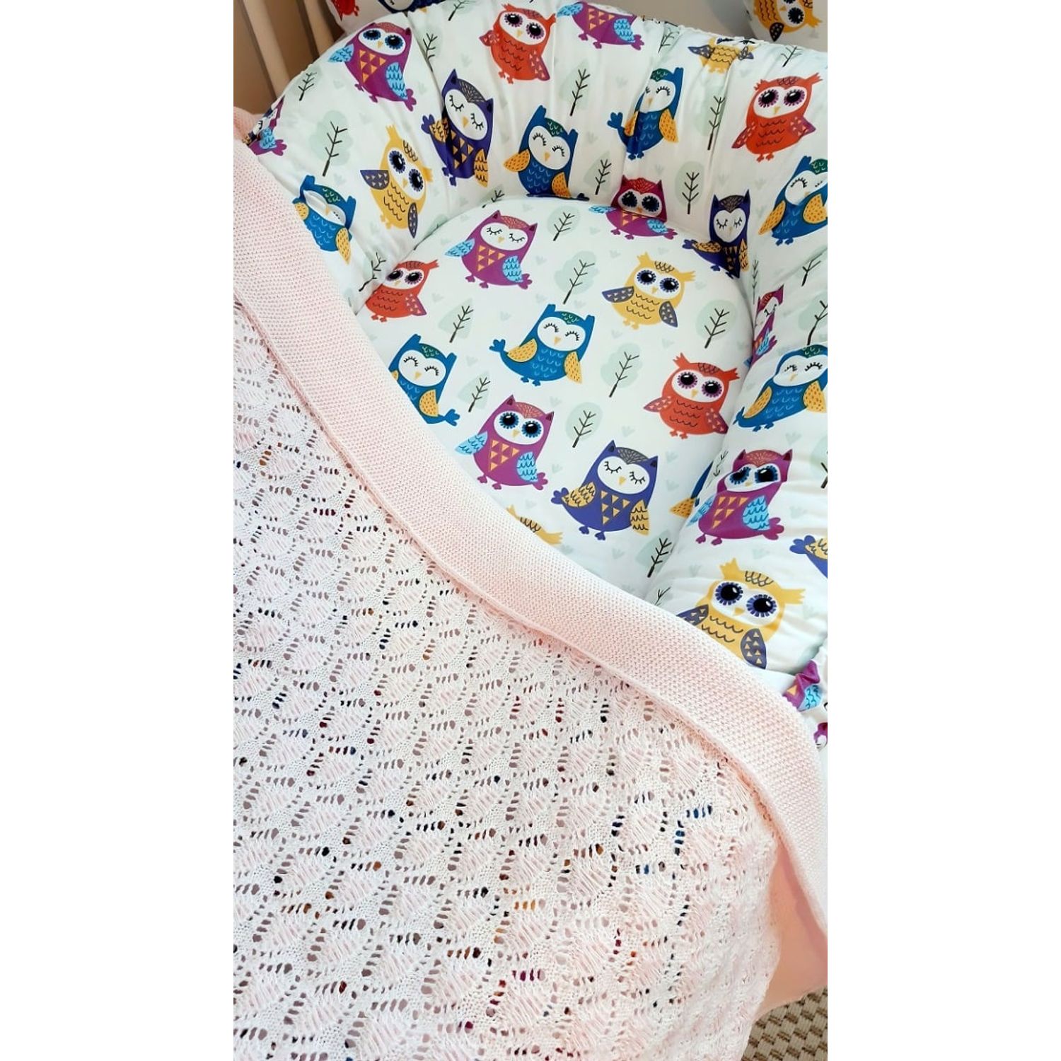 Baby nest din bumbac, Eko, Owls fotografia produsului View 2 L