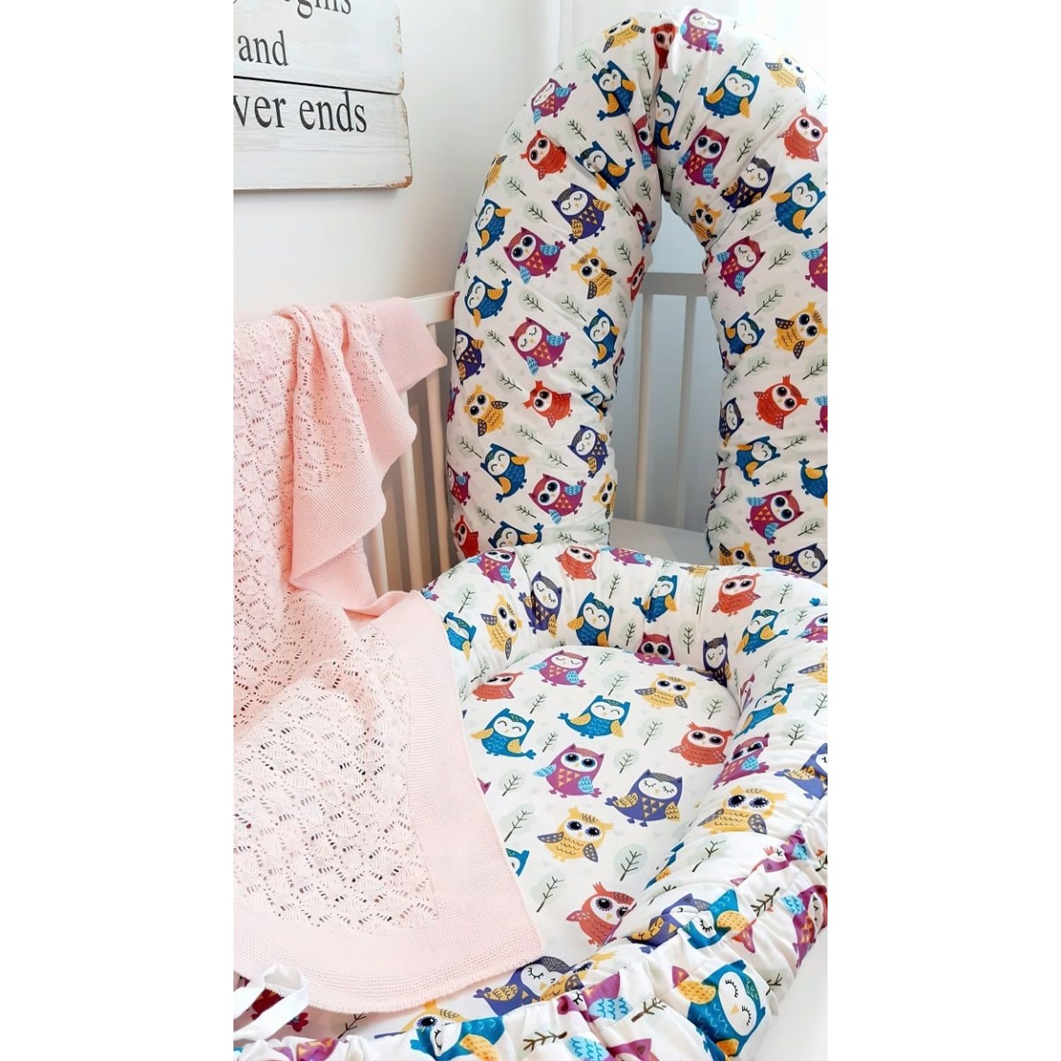 Baby nest din bumbac, Eko, Owls fotografia produsului View 4 L