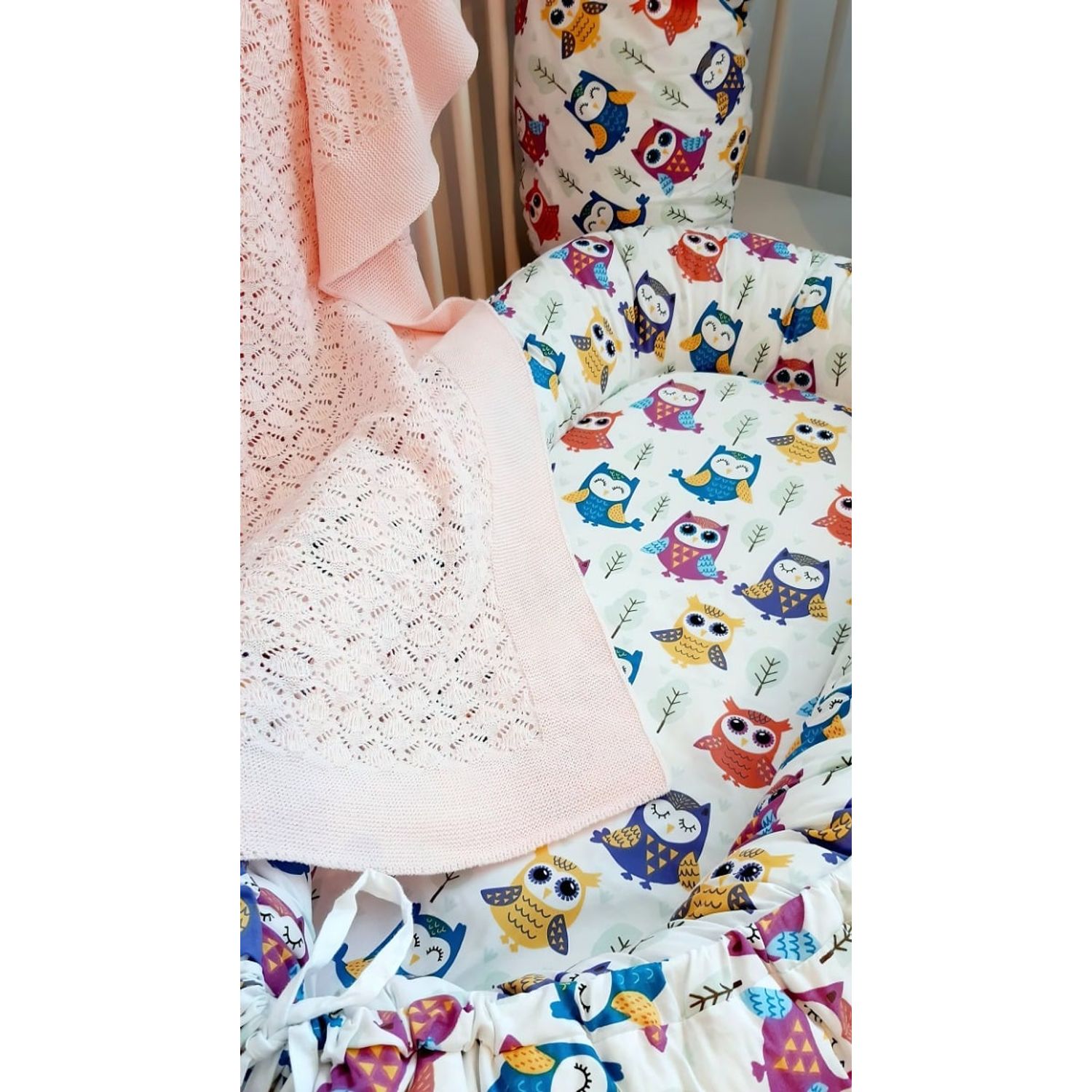 Baby nest din bumbac, Eko, Owls fotografia produsului View 6 L