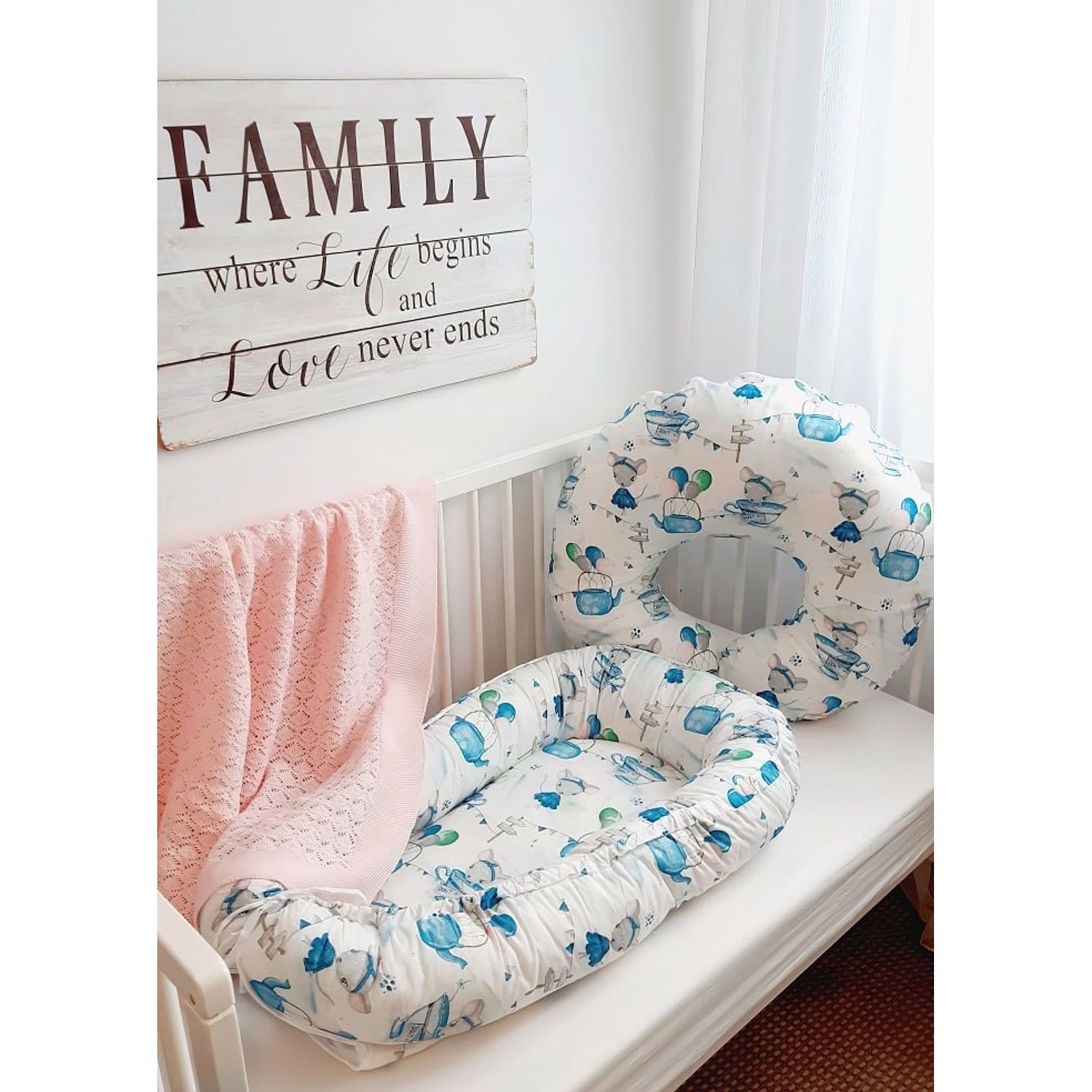 Baby nest din bumbac, Eko, Mouse fotografia produsului View 2 L