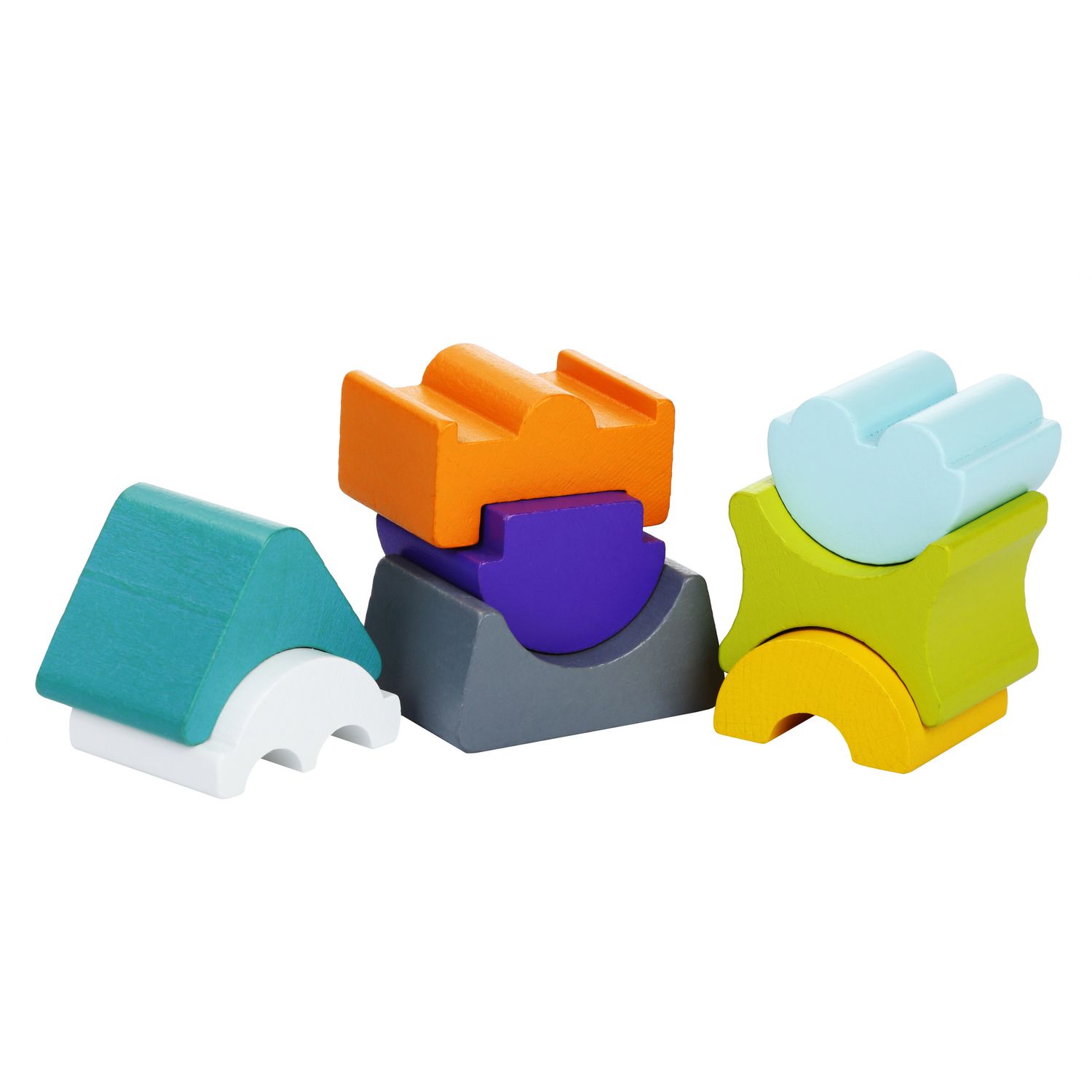 Jucarie din lemn, Cubika, Set constructii Turn cu acoperis turquoise fotografia produsului View 3 L