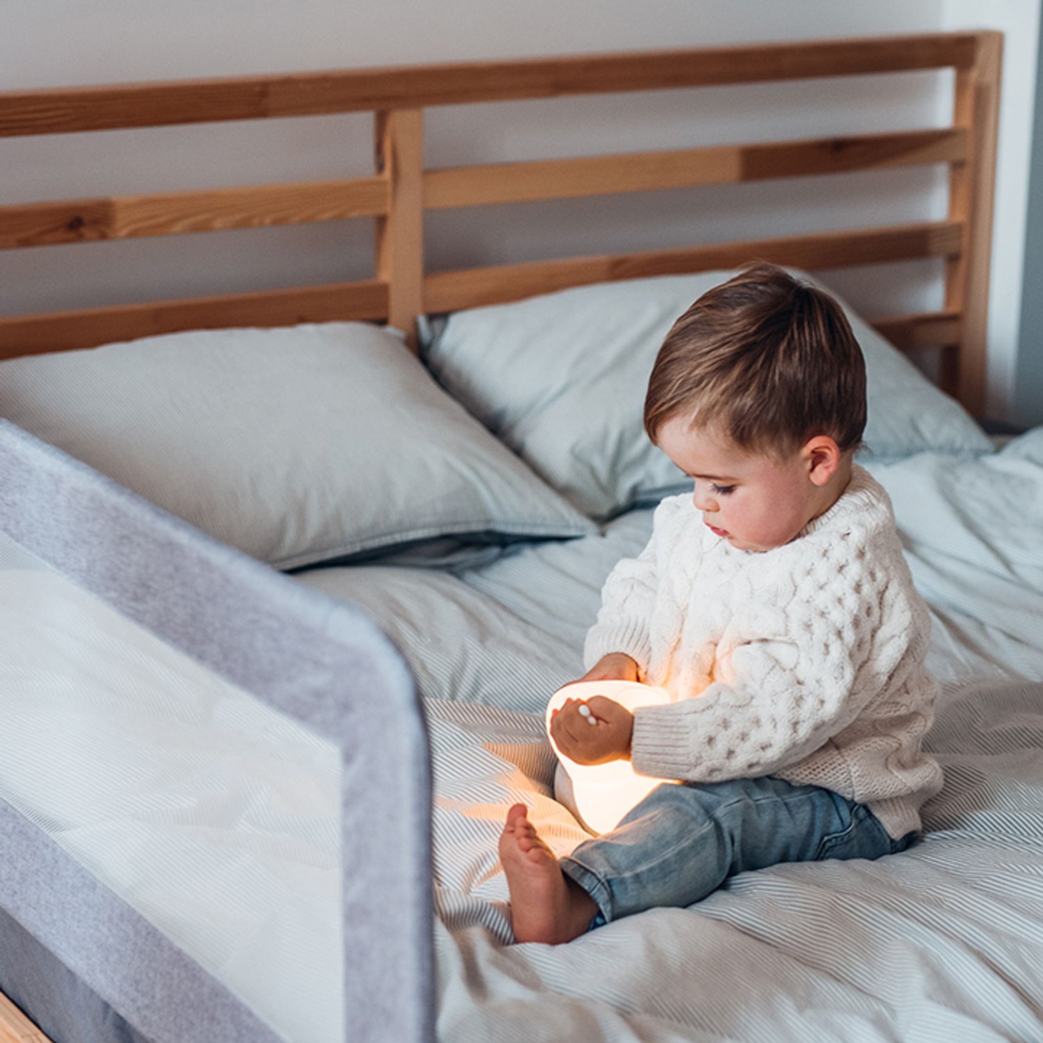 Bariera de siguranta rabatabila pentru pat, Momi Lexi XL, Light Grey fotografia produsului View 5 L