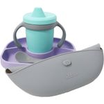 Bbluv-Set de masa,Include farfurie compartimentata,baveta cu buzunar,canuta si lingurita,Silicon,Fara BPA,Violet fotografia produsului