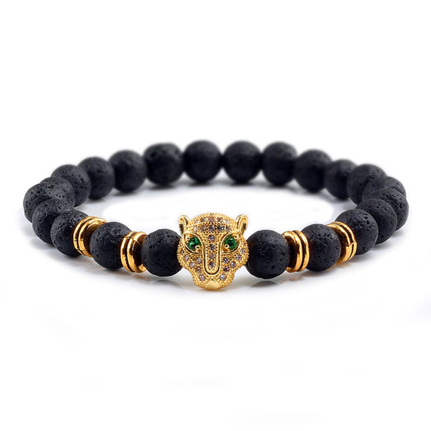 Bratara unisex leopard, BT142, Negru/Auriu fotografia produsului