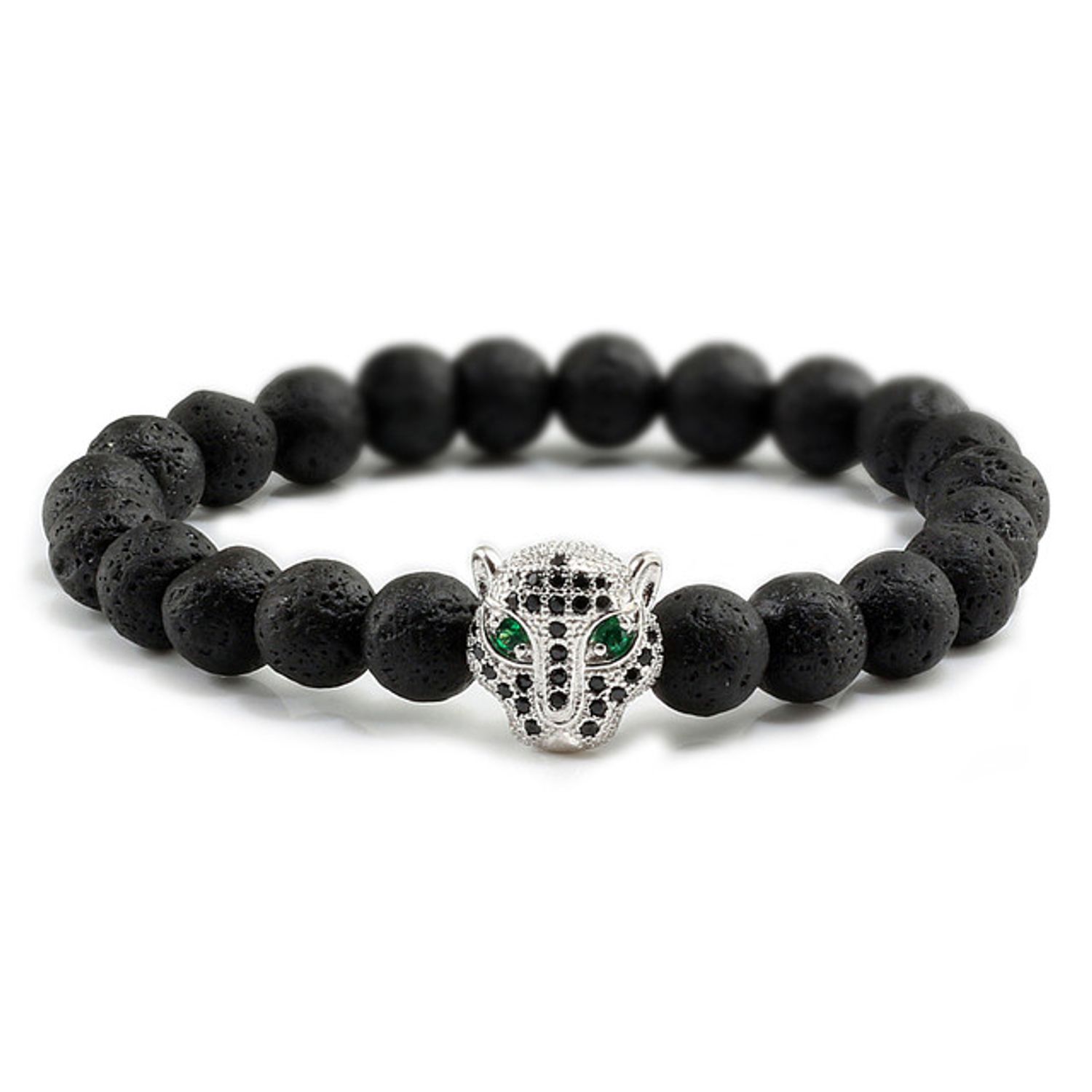 Bratara unisex leopard, BT139, Negru/Argintiu fotografia produsului