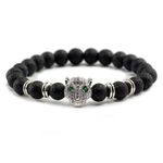 Bratara unisex leopard, BT138, Negru/Argintiu fotografia produsului