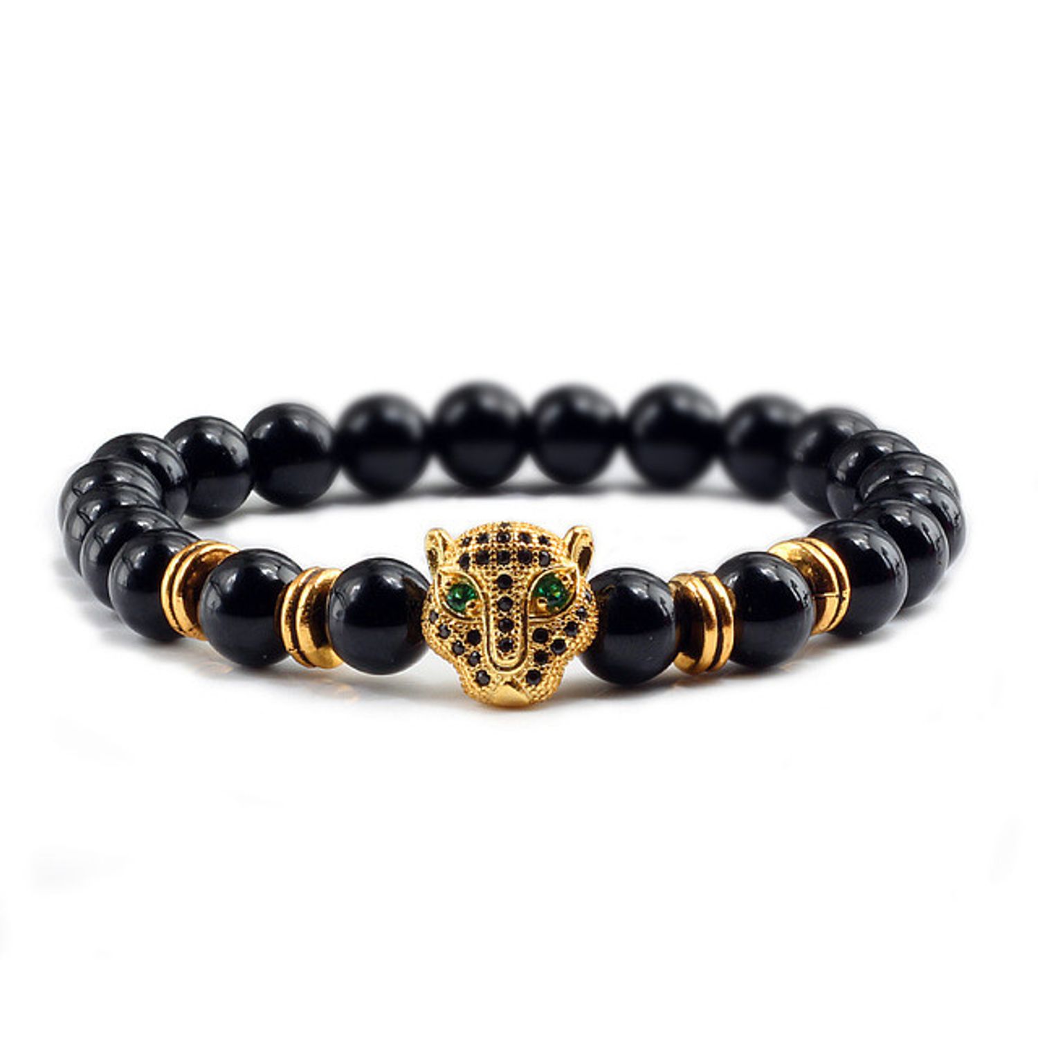 Bratara unisex leopard, BT130, Negru/Auriu fotografia produsului