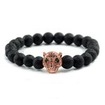 Bratara unisex leopard, BT128, Negru/Rose gold fotografia produsului