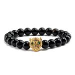 Bratara unisex leopard, BT127, Negru/Auriu fotografia produsului