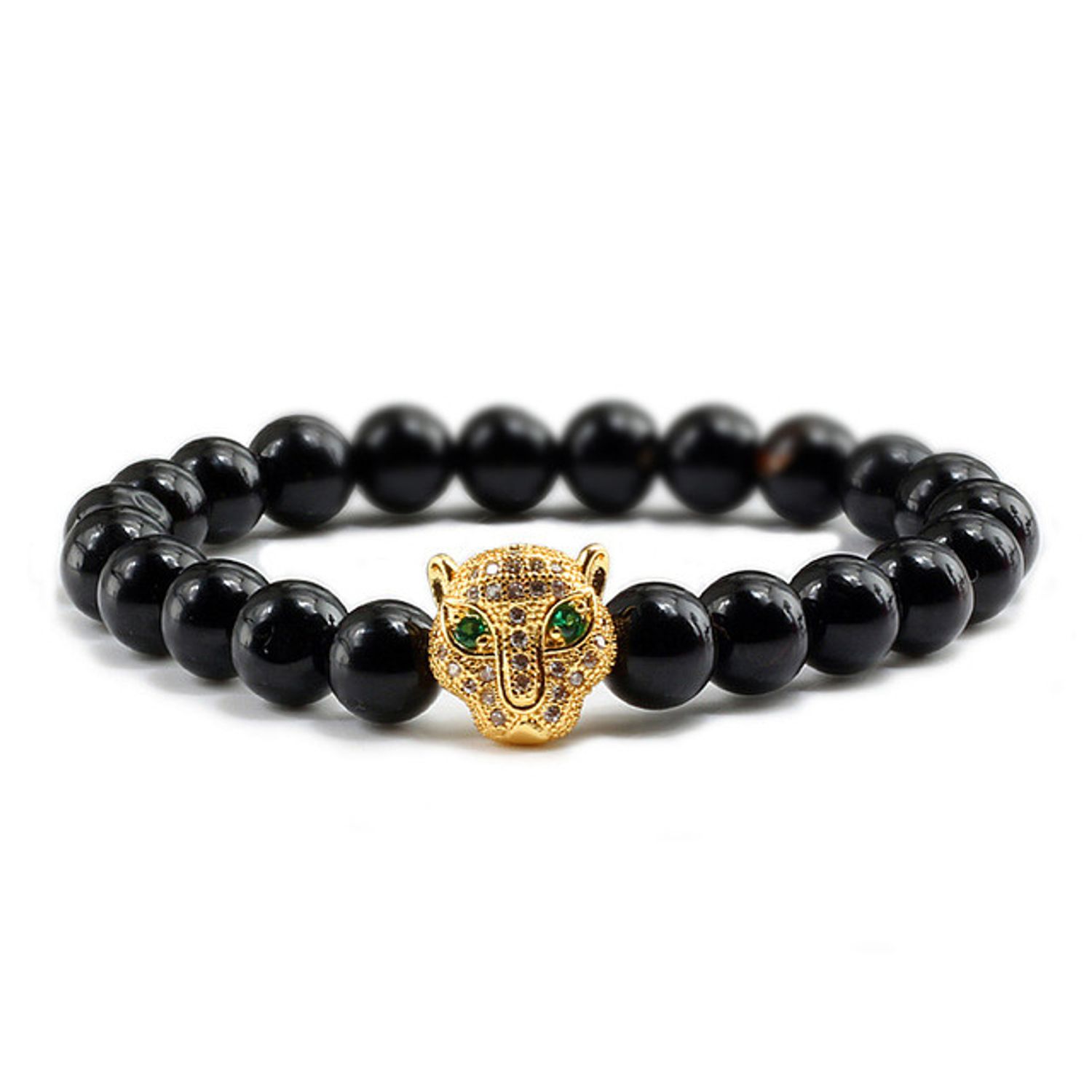 Bratara unisex leopard, BT127, Negru/Auriu fotografia produsului
