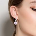 Cercei argint 925, JW511, model floare, placati cu rodiu fotografia produsului View 2 S