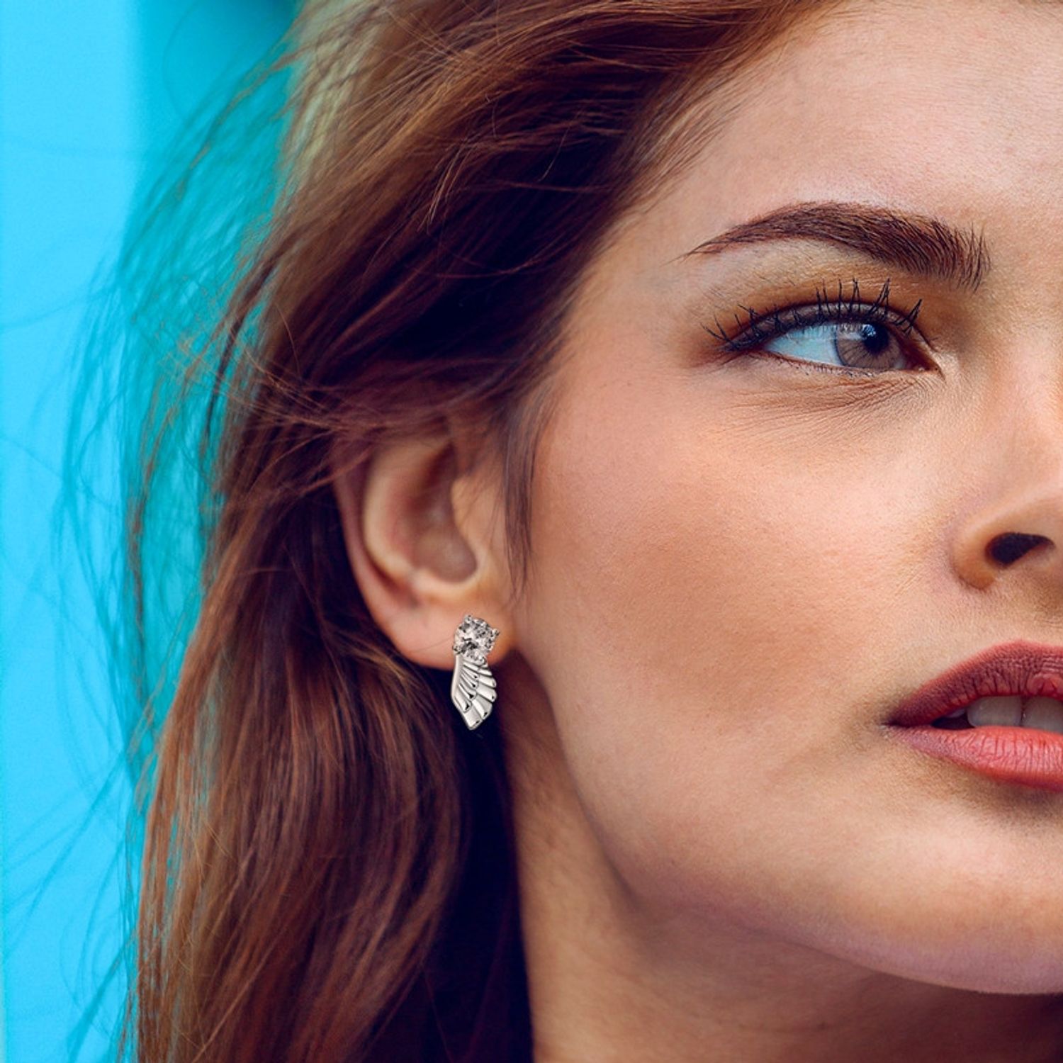 Cercei argint 925, JW509, model aripa, placati cu rodiu fotografia produsului View 3 L