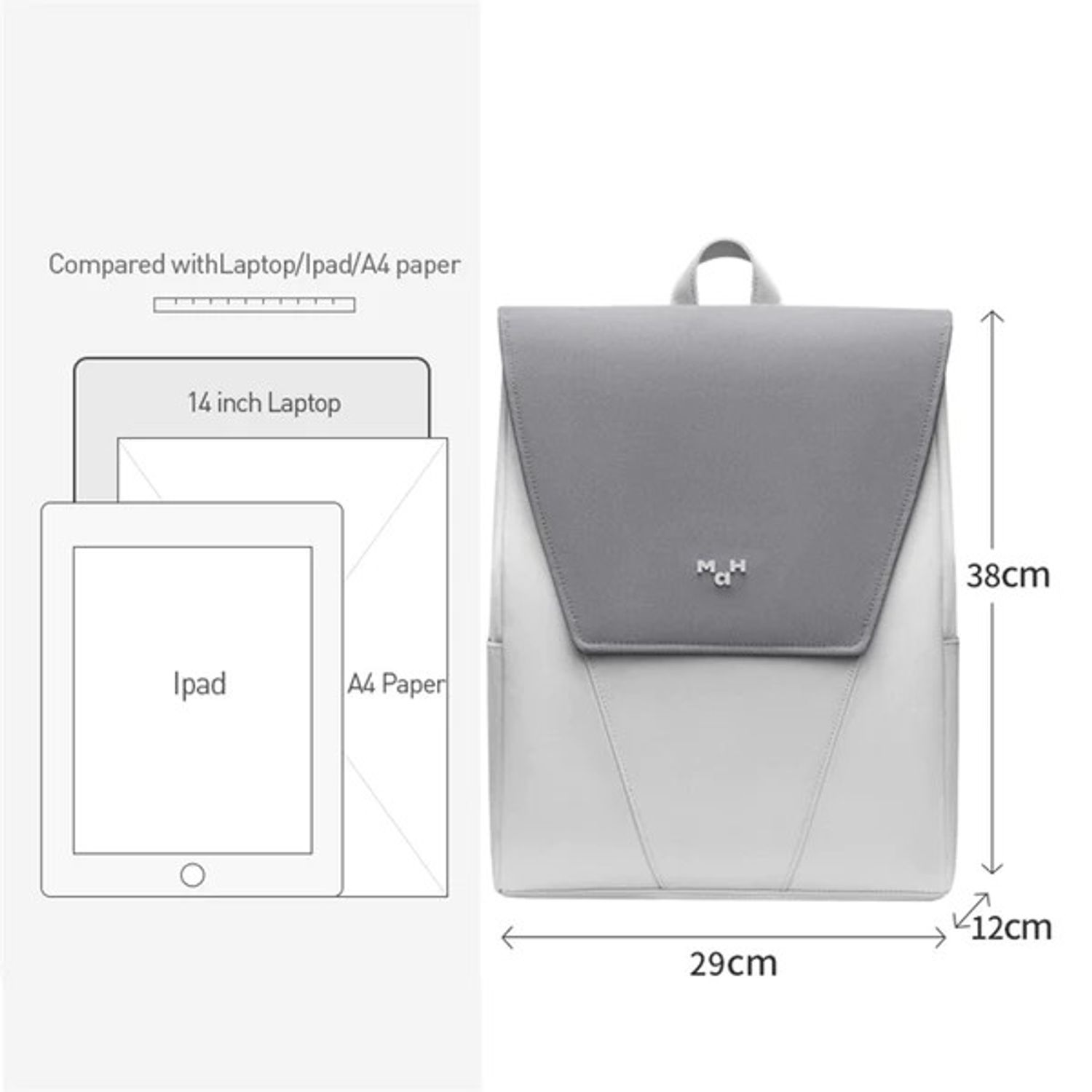 Rucsac unisex, Vivian GT2357, Alb/Gri fotografia produsului View 5 L