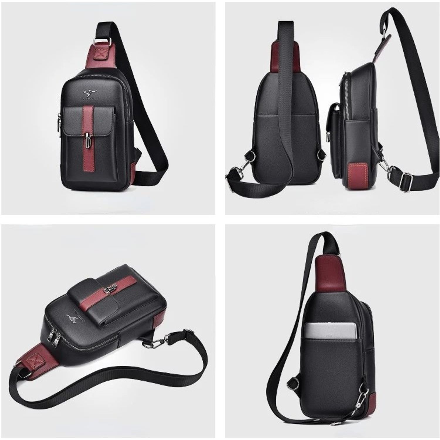 Geanta pentru barbati Apolo GT2214, Negru/Rosu fotografia produsului View 3 L