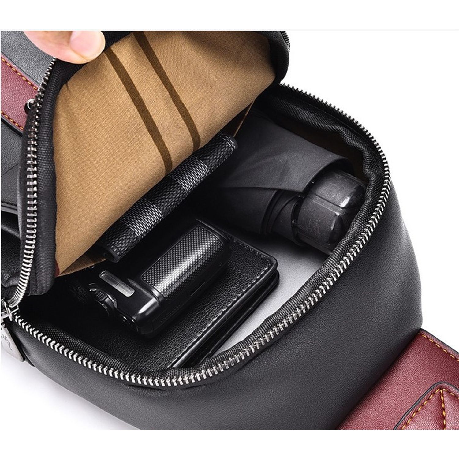 Geanta pentru barbati Apolo GT2214, Negru/Rosu fotografia produsului View 4 L