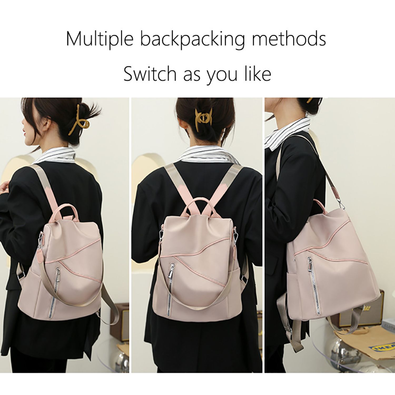 Rucsac dama Agostina GT2202, antifurt, Crem fotografia produsului View 9 L