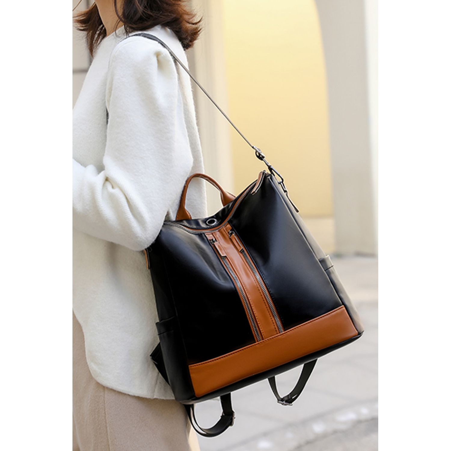 Rucsac dama Artemis GT2192, Negru/Maro fotografia produsului View 4 L