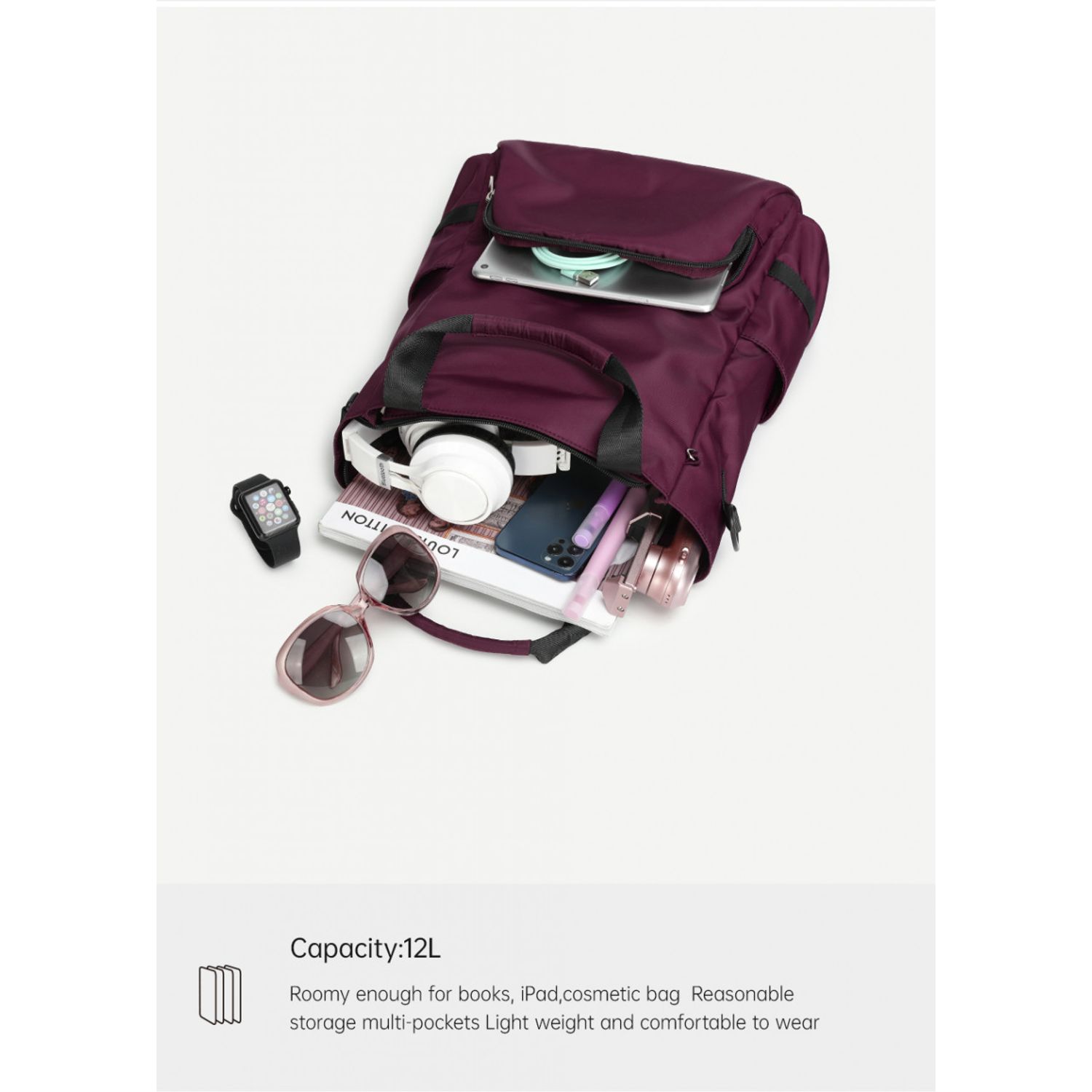 Rucsac unisex GT2289, Bordo fotografia produsului View 4 L