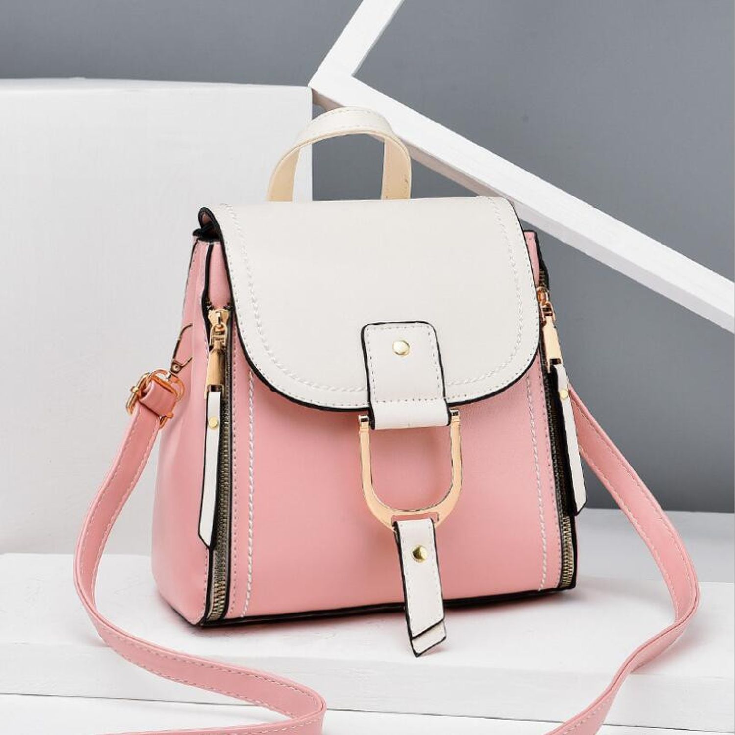 Rucsac dama, Prema GT2276, Roz/Alb fotografia produsului